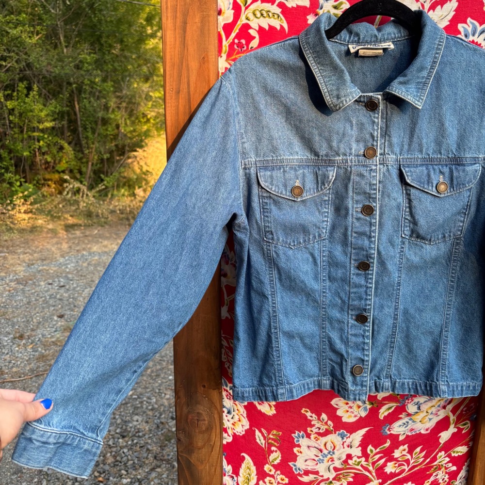 Vintage Denim Button Front Oversized Shirt Jacket Women's Size M - Picture 4 of 11